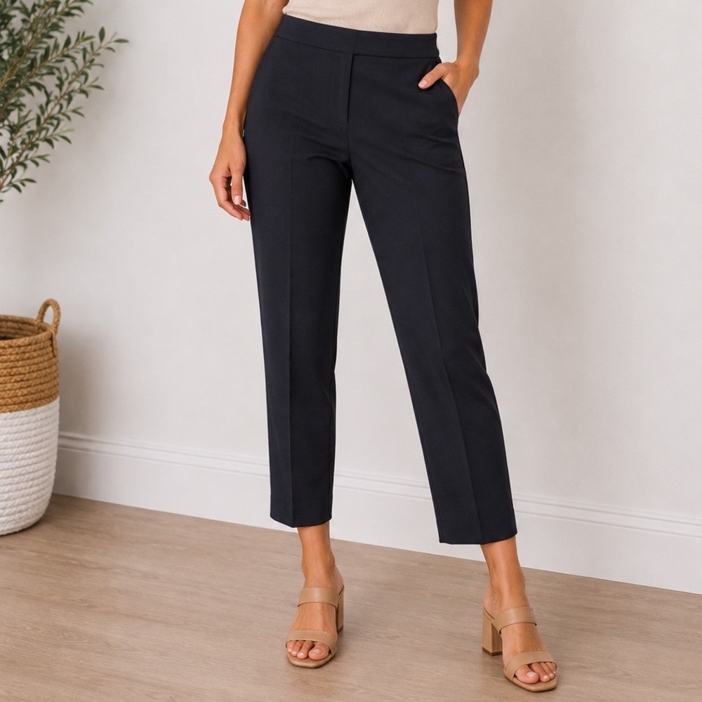 Fabrizio Gianni Black Stretch Cotton Side Zip Straight Leg Dress Pants Size 8